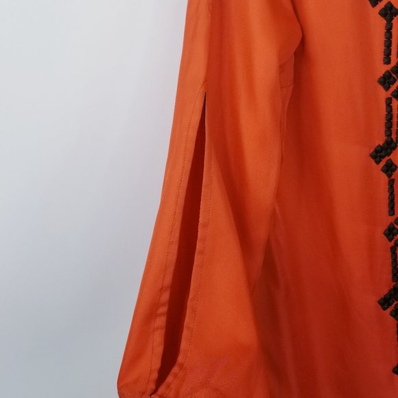 KAS New York 100% Silk Orange Embellished Tunic - Picture 9 of 13